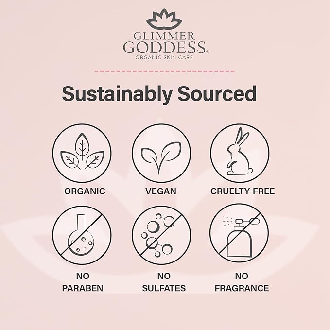 Glimmer Goddess Organic Whipped Body Butter for Women - Moisturizer Cream with Shea & Cocoa Butter, Almonds & Coconut Oil - Unscented, 8oz