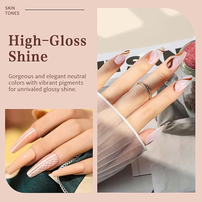 JR 9pcs 15ml Autumn Gel Nail Polish Set Brown Nude Fall Gel Polish Kit UV LED Soak Off Polish Home DIY Brown Gel Polish Set 15ml