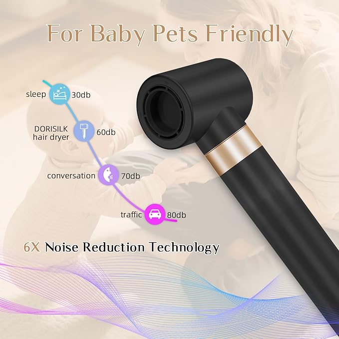 RUCHA 8 in 1 Hair Nora Styler & Hair Dryer Brush Blow Dryer, 110000 RPM High-Speed Hot Brush Styler and Auto Wrap Curlers, Negative Ions for Straightening Curling Volumizing Drying, Black