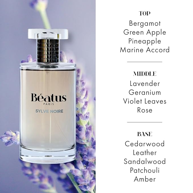 Beatus Paris Sylve Noire - Luxury Cologne for Men - Long-Lasting Fragrance with Notes of Bergamot, Green Apple, Sandalwood & Patchouli Scent - All Day Wear EDP Spray - Travel Size Perfume - 3.4 oz