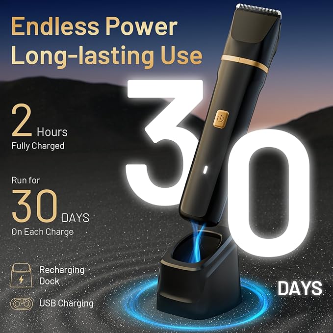 Electric Razor for Men, IPX7 Waterproof Versatile Shaver for Temple, Groin, Nose, Ear Hairs, Beard, Body Hair Trimmer, Painless Grooming Kit with 2 Replaceable Heads, Birthday Gifts for Men