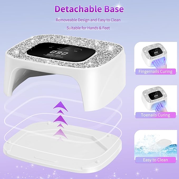 UV LED Nail Lamp Dryers & Gloves 268W Diamond UV Light for Gel Nails Polish,Fast Curing Colored Poly Builder Gel Lamp with Sensor 4 Timer Touch Screen 36 LED,Professional Manicure Pedicure Art Tools