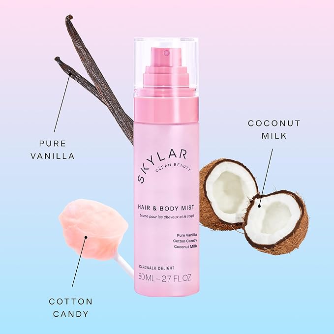 Skylar Boardwalk Delight Hair & Body Mist | Hypoallergenic & Clean Fragrance | Vegan, Cruelty Free, and Safe For Sensitive Skin | 80 ML, 2.7 Fl Oz