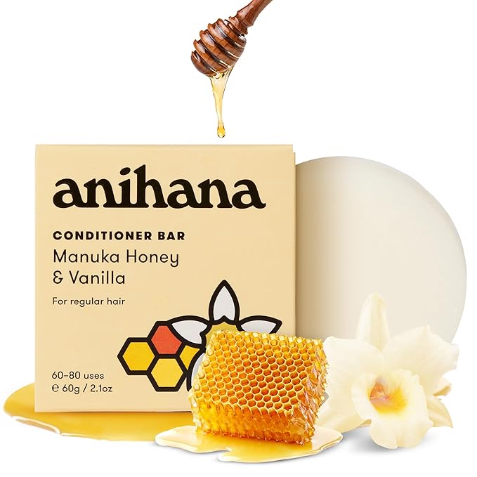 ANIHANA Conditioner Bar for Regular Normal Hair Clean Purifying Natural Healthy Look and Shine Paraben Free Manuka Honey and Vanilla 2.1 oz