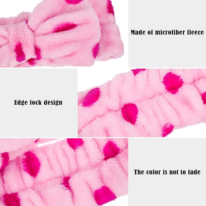 3 Pcs Towel Headbands for Women Headband for Washing Face Facial Hair Band Skincare Microfiber Bowtie Headband Makeup Terry Cloth Headbands Spa Shower Hair Band for Women Girls (Chic Patterns)