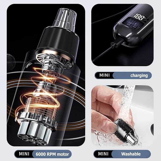 2-in-1 Nose Hair Trimmer - for Effortless, Waterproof Nasal Hair Cutter with Digital, Groom with Precision, Rechargeable, Electric Nose Hairs Trimmer for Men Women (Orange)