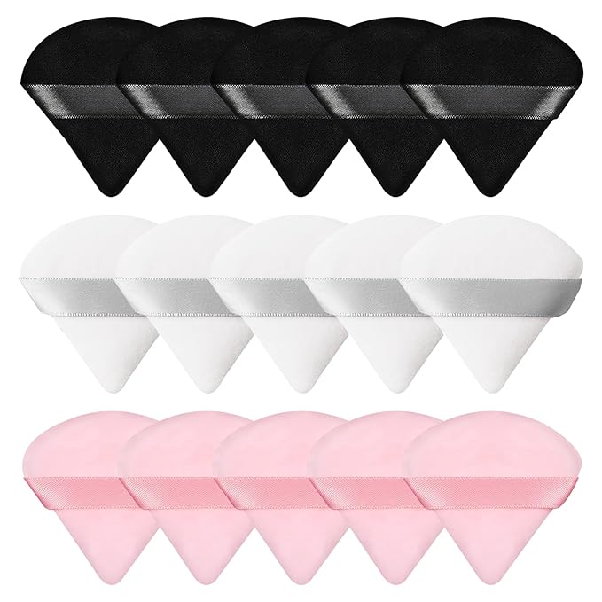 Pimoys 15 Pieces Powder Puff Face Triangle Makeup Puffs for Loose Powder Setting Powder Foundation Sponge Beauty Makeup Tool