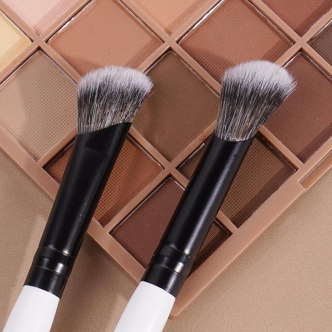 MAANGE 3 PCS Foundation Contour Conceal Brush Set, Makeup Brushes, Eyeshadow Concealer Brushes, Double Sided Blending Eyebrow Brush Professional Face brush Set Tools, For Liquid, Cream, Loose Powder