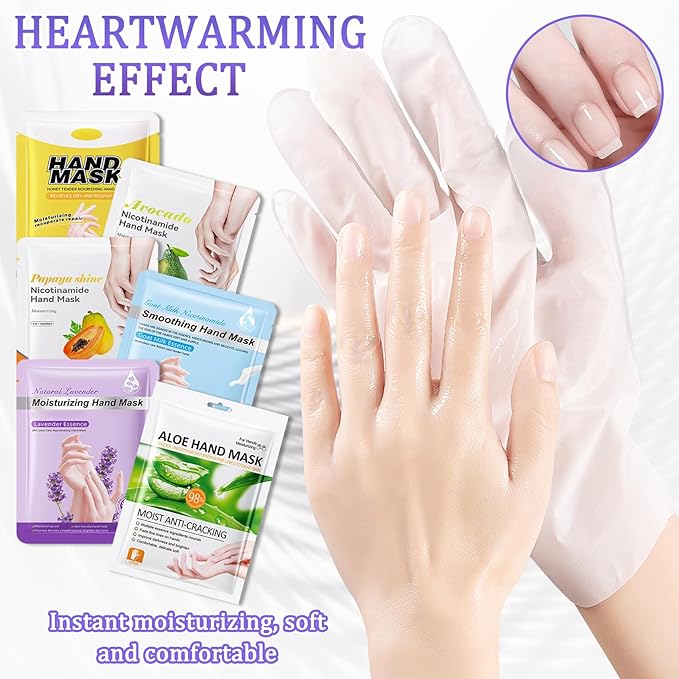 Hand Mask Moisturizing Gloves 6 Pack,Hydrating Hand Mask for Women,Soft Gloves for Dry Cracked Skin J