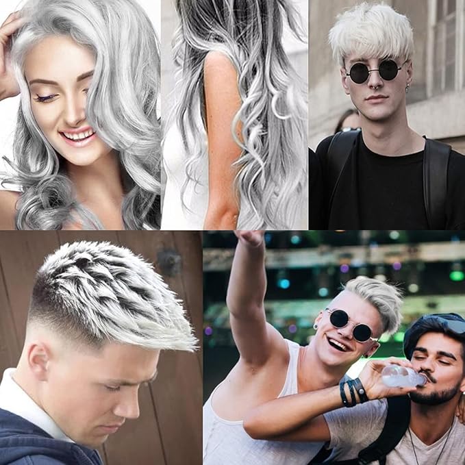 White Hair Color Wax, Natural Hairstyle Wax 4.23 oz, Temporary Hairstyle Cream for Party, Cosplay, Halloween, Daily use, Date, Clubbing (White)