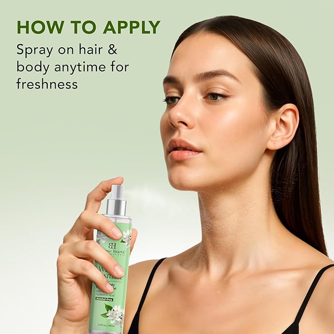 Botanic Hearth Wild Jasmine Hair Perfume & Body Perfume Mist with Hyaluronic Acid, Alcohol-Free, Long Lasting Hydrating Body & Hair Spray, 3.4 fl oz / 100 ml