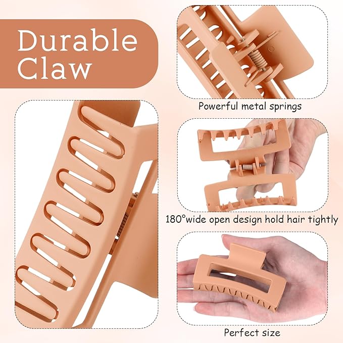 XunYee 100 Pcs Hair Claw Clips Bulk Large Square Jaw Headwear Clips Set for Women Nonslip Rectangle Hair Accessories Clip for Girl Women Gifts Beauty(3.4'',Elegant Colors)