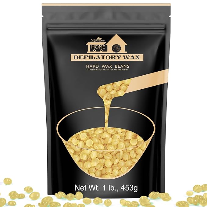 Lifestance Honey Waxing Beads, 1LB Coarse Hair Removal Wax Beans for Face, Eyebrow, Brazilian Bikini, Sensitive Skin at Home for Women and Men