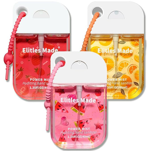 Hand Sanitizer Spray, 3Pack Spray Hand Sanitizer Travel Size With Cute Keychain, Scented Mini Pocket Power Mist Hydrating for Kids Christmas Gifts,1.35FL.OZ (Watermelon,Citrus,Strawberry