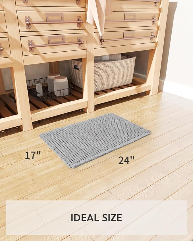 tchdio Waffle Bath Mat Rug, Super Absorbent Non Slip Bath Mats for Bathroom Mat Ultra Soft Bathmat Machine Washable Bathroom Rugs with Tassels, Bath Rugs Beside Tub, 18" x 30"