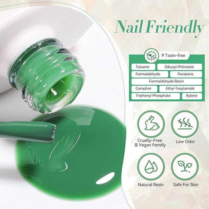 BORN PRETTY Jelly Green Gel Nail Polish Sheer Transparent Translucent Soak Off U V Gel Polish Nail Art DIY Manicure 15ML