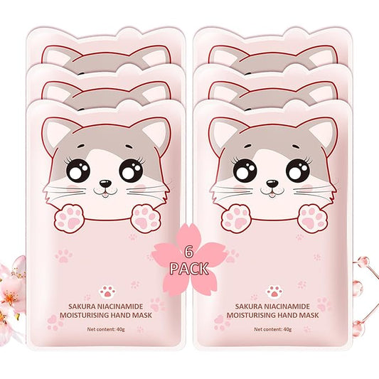 Hand Masks Moisturizing Gloves,6 Pairs Hydrating Hand Peel Masks Gift Set for Dry Cracked Hands Care,Long-lasting and Non-greasy Hand Moisturizer Gloves for Women A