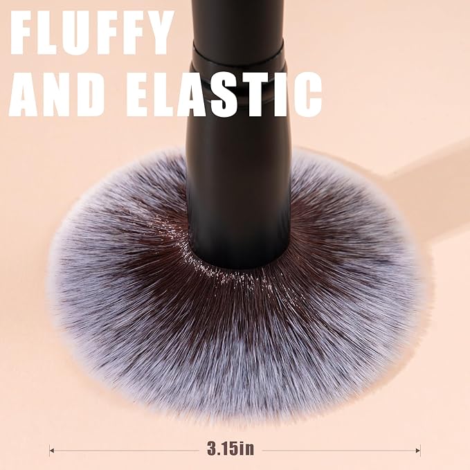 ZAMEL Professional Makeup Brush Set - 15pcs Labeled Black Foundation & Eyeshadow Brushes with Travel Case, Cruelty-Free Premium Synthetic hair Soft Bristles, Ideal for Women & Makeup Lovers