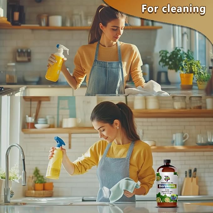 Bergamot Essential Oil(16oz / 480ml) - Bergamot Oils Used in diffusers, humidifiers, Home Baths, Cleaning Products, Yoga, DIY Soaps and DIY Scented Candles