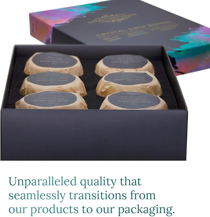 Crystal Bath Bombs Gift Set (6 Pack) – Aromatherapy Bath Bombs with Bath Salts. Lavender, Eucalyptus Mint & Citrus - Relaxation Gifts for Women, Self Care Gifts for Women & Men, Stocking Stuffers