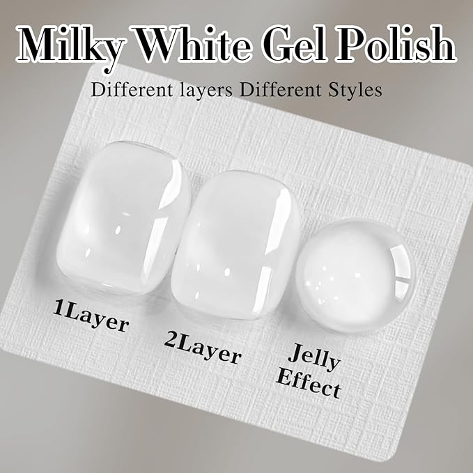 Double Rhythm 15ML Gel Nail Polish Pure Sheer Same Color Same Bottle Soak Off Gel Polish Art Manicure Salon DIY at Home for Women (Milky White-A1075)