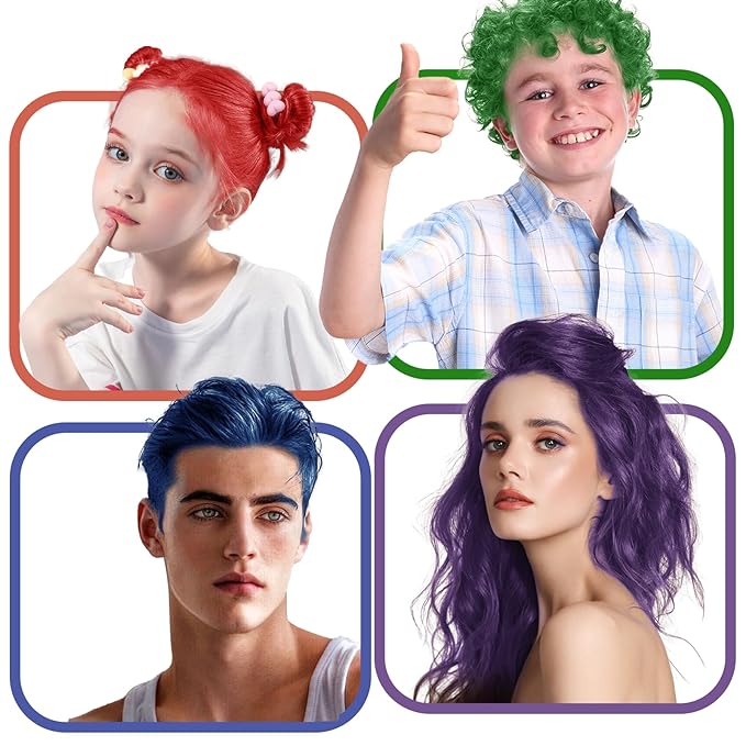 4 Colors Temporary Hair Color Wax, Temporary Hair Dye Red Purple Blue Green Washable, Temporary Hair Wax Color for Kids Women Men, Gifts for Teen Girls,Boys,Kids,Halloween,Cosplay,Party