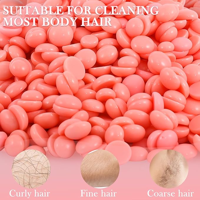 Wax Beads for hair removal- 3lb Hard Wax Professional Beans - Low Termperature Stripless Melting Wax for Body, Leg, Bikini Back, Nose, Upper Lip, Facial, Underarm - Brazilian Painless Waxing