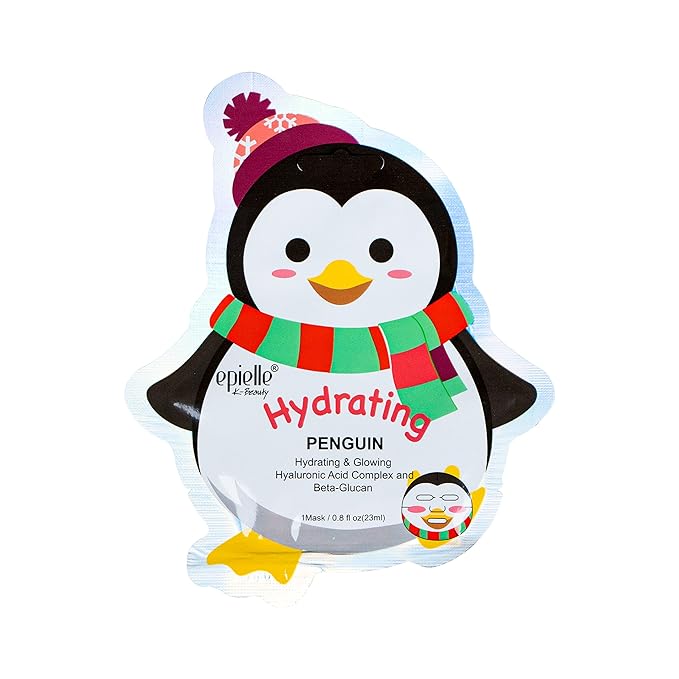 Epielle Holiday Character Face Mask 4 Pack, Fun & Effective Korean Skin Care, Spa Party Favors, Stocking Stuffers, Birthday Gifts for Women, Thanksgiving Essentials