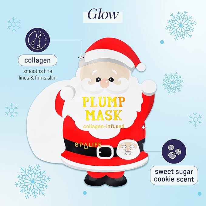 SpaLife Beauty Santa’s Workshop Christmas Face Mask Bundle | Korean Facial Masks | Hydrating, Soothing and Firming Sheet Mask Set | Christmas Face Masks for Women | Spa Party Favors | 12 Pack