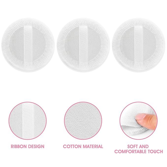 24PCS Makeup Powder Puffs Pink Cotton Powder Puffs Round Powder Puff for Makeup Face Powder Velour Puffs for Loose Powder Washable (White-24pcs)