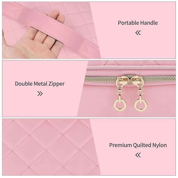 Nail Polish Organizer Case, Nail Supplies Storage Box Holds Nail Polish Bottles & Nail Lamp, Travel Nail Tech Carrying Case, Nail Kit Bag For Nail Stuff & Manicure Tools (Pink, 45 Slots)