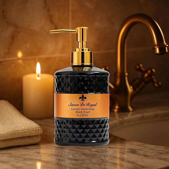 Luxury Liquid Hand Soap, Vanilla - Orange Scent, Moisturizing Vegan Kitchen & Bathroom Soap for Hand Wash, Gentle & Nourishing Formula, Refillable Bottle 16.9 Fl Oz, Black Pearl