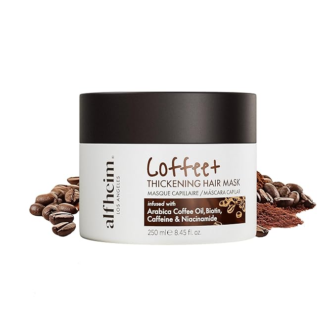 ALFHEIM Coffee+ Thickening Hair Mask for Fine, Weak & Thinning Hair with Caffeine, Biotin & Arabica Coffee Oil – Deep Repair, Strengthening & Volumizing Treatment – Sulfate-Free – 8.45 oz / 250 ml