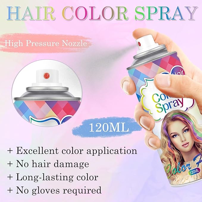 Temporary Hair Color Spray for Women and Kids, One-Time Use Hair Color Wax, Washable Disposable Natural Hair Spray Hair Strong Style for Party, Hollowen, Cosplay (Green, 120ML)