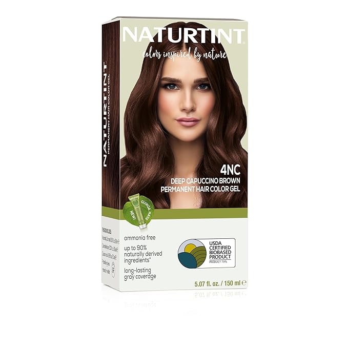 Naturtint 4NC Deep Cappuccino Permanent Hair Color (Pack of 1), Ammonia Free, Vegan, Cruelty Free, up to 100% Gray Coverage, Long Lasting Results (Packaging may vary)