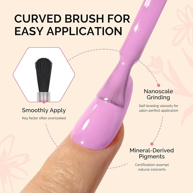 MelodySusie Fleurwee Plant Based Gel Nail Polish, Hema Free Purple Pink Nail Polish, Soak Off UV LED Gel Polish Gift for Women 21 Non Toxic Long Lasting Nail Art Manicure Salon DIY at Home P44