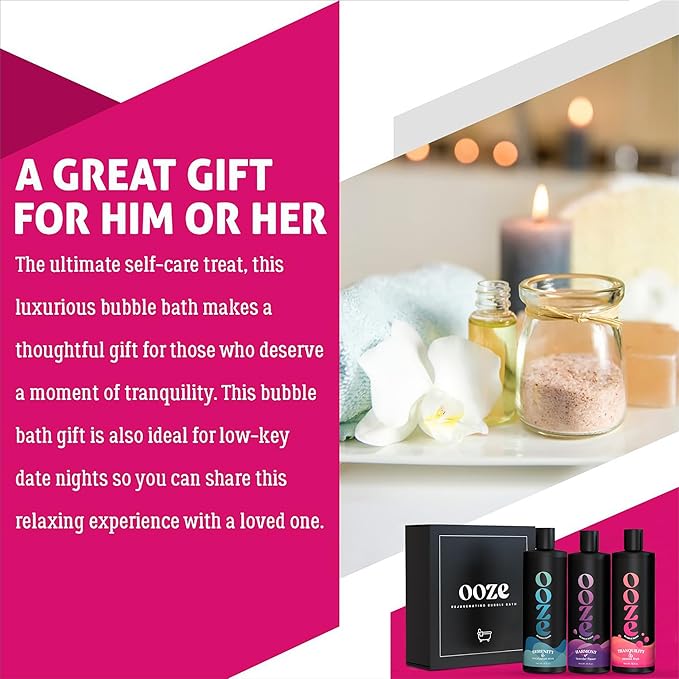 OOZE Bubble Bath Set for Women (16oz ea) Lavender, Eucalyptus & Passion Fruit - Bath and Body Spa Gift Set, Spa Gift for Her - Zero Parabens, Cruelty-Free, Made in The USA