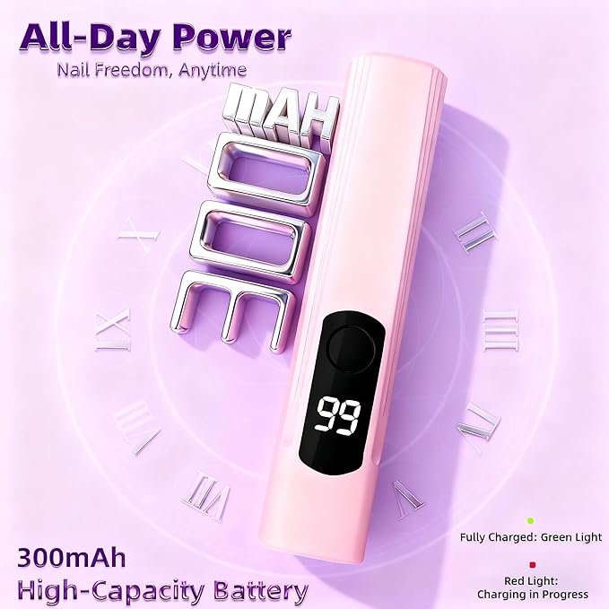 Kylara Handheld UV Light for Gel Nails,60Min Long-Lasting Mini UV Nail Lamp with LED Screen,Cordless LED Nail Dryer for Quick Manicures Portable Fast Cure Lamp for Nail Art,Home and Travel Use