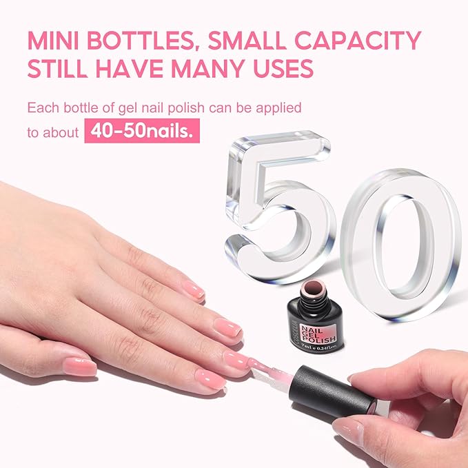 COSCELIA Jelly Gel Polish Set 25pc Brown Fall Colors Translucent Ice Jelly Gel Nail Polish for Women All Seasons Red Green Blue Pink Nail Manicure Kit Salon DIY at Home Christmas Gifts for Women