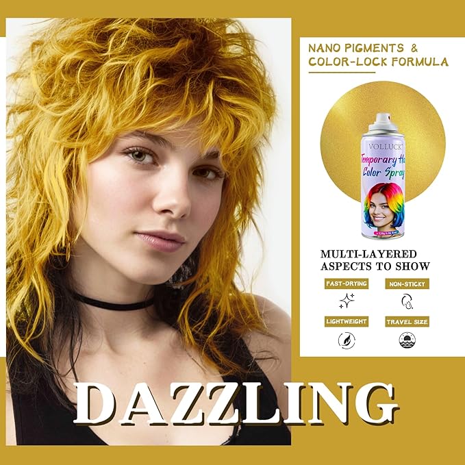 Hair Color Spray, Temporary Hair Dye for Women & Men, Vibrant Colors Hair Wax Gray Hair Cover for Party, Halloween, Cosplay (Blonde, 120 ML)