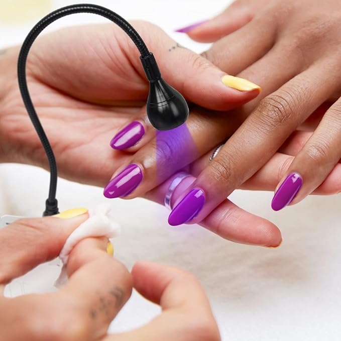 AORAEM LED Nail Lamp 3W LED Nail Portable Manicure Dryer Gel Polish Curing Light with Black Gooseneck Uv Light for Gel Nails Tips USB Plug Play Nails Salon and Home DIY