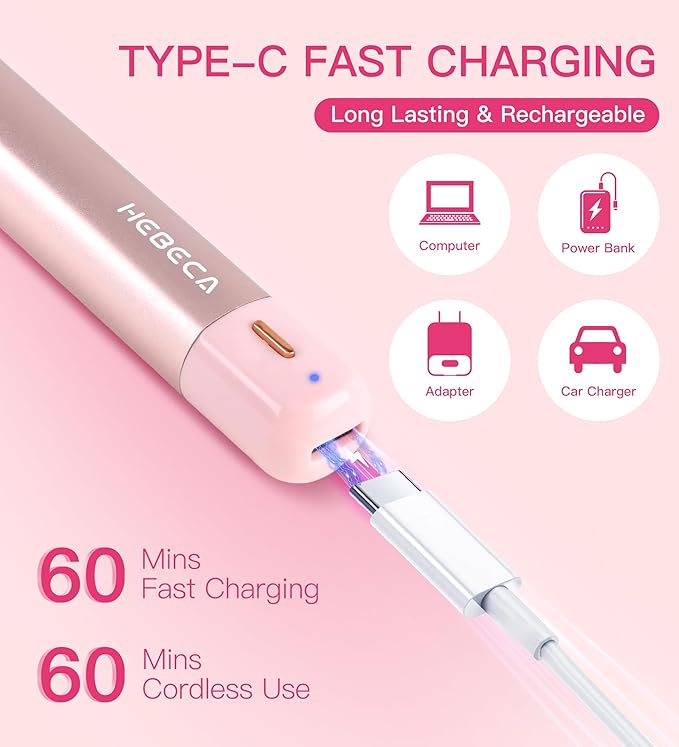 Nose Hair Trimmer for Women 3in1 Facial Hair Removal Trimmers- Rechargeable, Waterproof, Portable with Travel Bag- Trims Nose, Ear, Eyebrow, Peach-Fuzz, Lips, Chin Face Hair Remover (Pink)