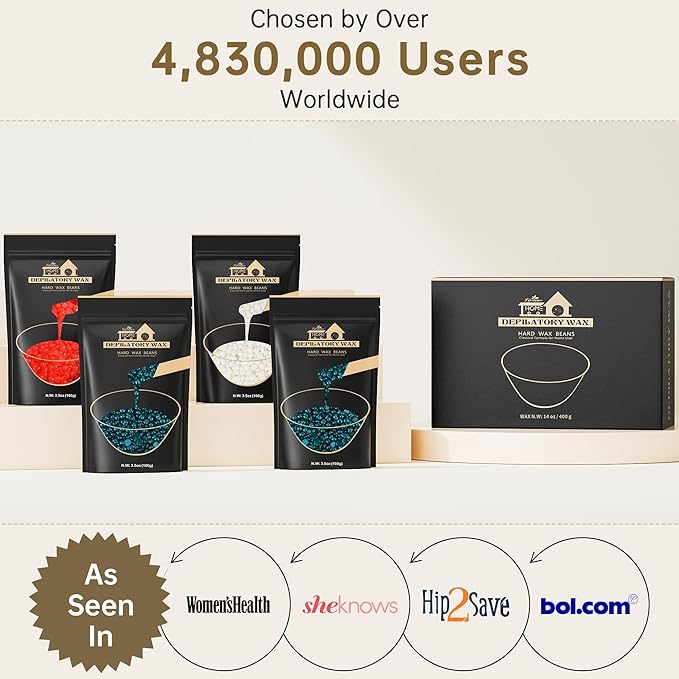 Lifestance Wax Beads Set, 4 Kinds of Waxing Beads, Hard Wax Beans with 44 Items, Perfect for Any Waxing Warmers for Hair Removal for Brazilian Bikini, Face, Armpit