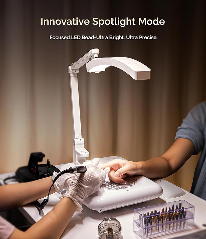 MelodySusie LED Manicure Table Lamp for Nail Techs, S-Pro29G Professional Nail Desk Light with Magnetic UV Curing Lamp, Adjustable Arm, Dimmable Brightness & 3 Color Temps for Gel Nails & Nail Art