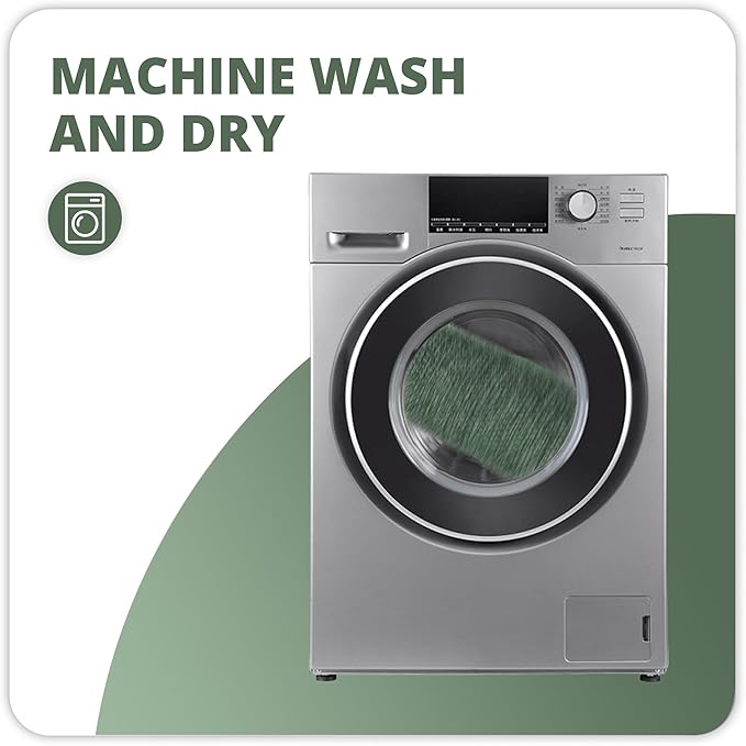 Bathroom Rugs Set 2 Pieces,Thin Bathroom Mats,Toilet Rugs,Quick Dry,Non-Slip,Machine Washable,Low Pile,Absorbent Bath Mats,Shower,Sink,Home Decor Accessories.Green,1'5"x2'3"+1'8"x2" U Shape