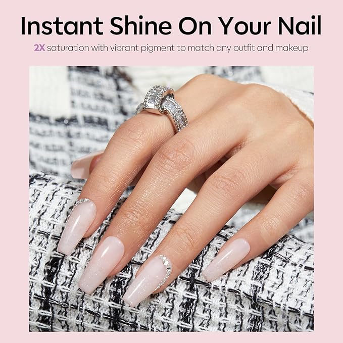 modelones Nude Gel Polish Glitter Glitter Gel Nail Polish Pink Shimmer Nail Polish Base Color Soak Off U V Soap Nails for Nail Art Manicure at Home 15ML