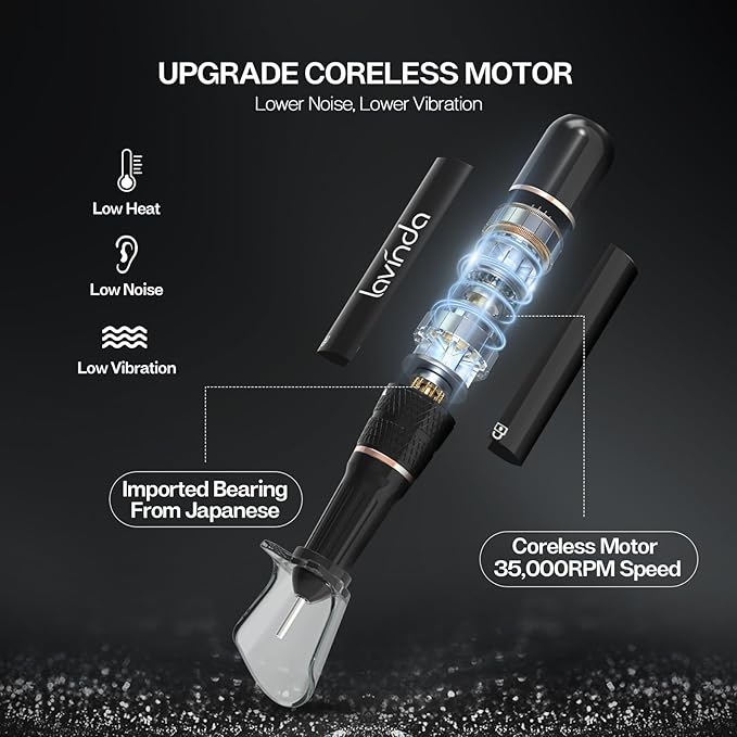 Lavinda Professional Electric Nail Drill Kit, 35000RPM Cordless Portable Machine for Acrylic Gel Nails, Rechargeable E File With Black Rhinestones, Manicure Tools (Black)