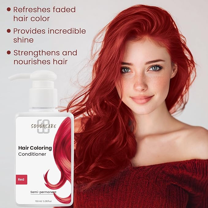 SOVONCARE Red Hair Color Depositing Conditioner Mask 5.28 OZ, Cruelty-Free
