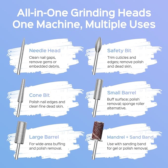 COSLUS Professional Rechargeable Electric Nail Drill 40000 RPM, Portable Nail File with Storage Stand for Acrylic Gel Polishing Removing - Easy to Use for Women, Manicure at Home DIY or Salon, Black