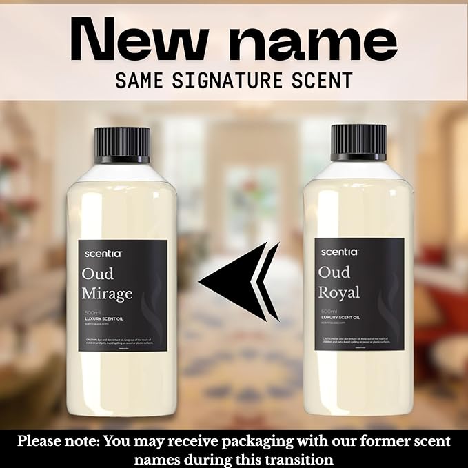 Scentia Oud Royal Fragrance Oil Inspired by TF's Oud Wood Perfume, Refill Diffuser Oil, Perfume Dupe, Aromatherapy Essential Oil Fragrance Set for Cold Diffusers, Candle Making | 500ml, 16.9Fl Oz